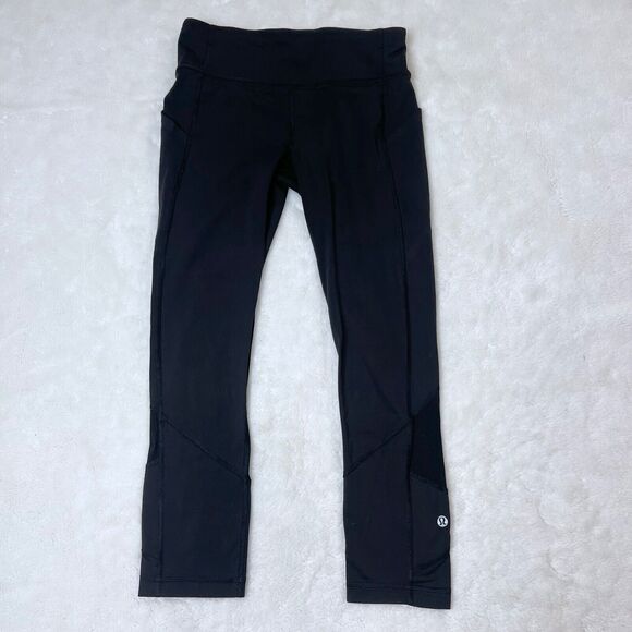 Lululemon Womens Black Crop Leggings Leggings 23" Size 4 Small - Picture 1 of 9